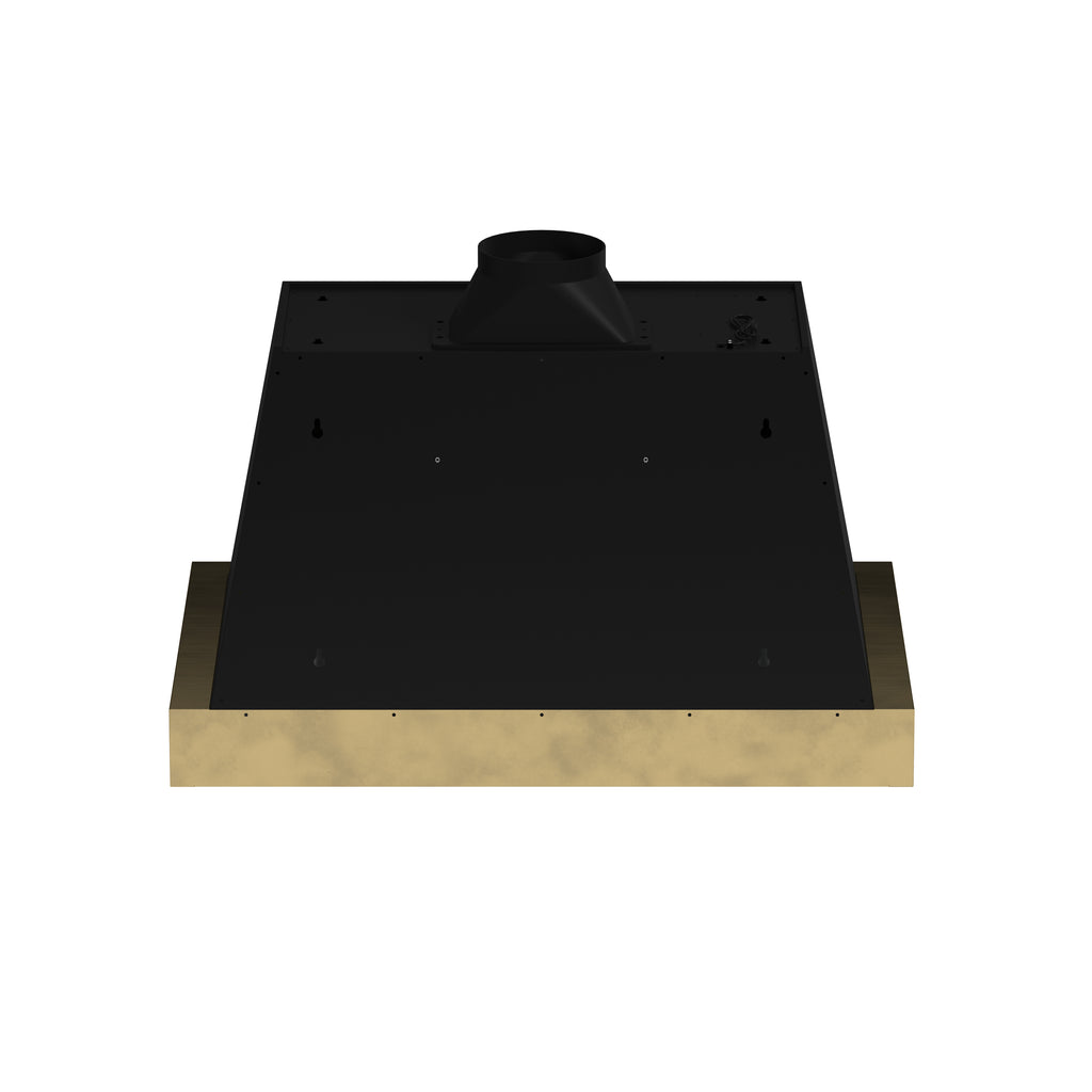 Forno Vittorio 36" Wall Mount Range Hood in Black & Antique Brass Trim