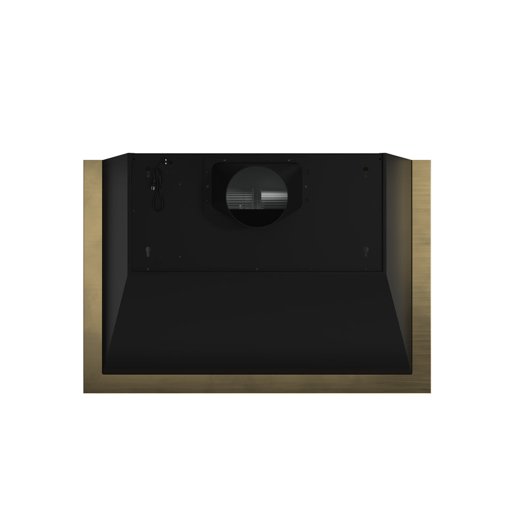 Forno Vittorio 36" Wall Mount Range Hood in Black & Antique Brass Trim