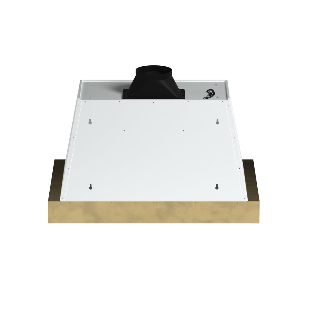 Forno Vittorio 36" Wall Mount Range Hood in Black & Antique Brass Trim