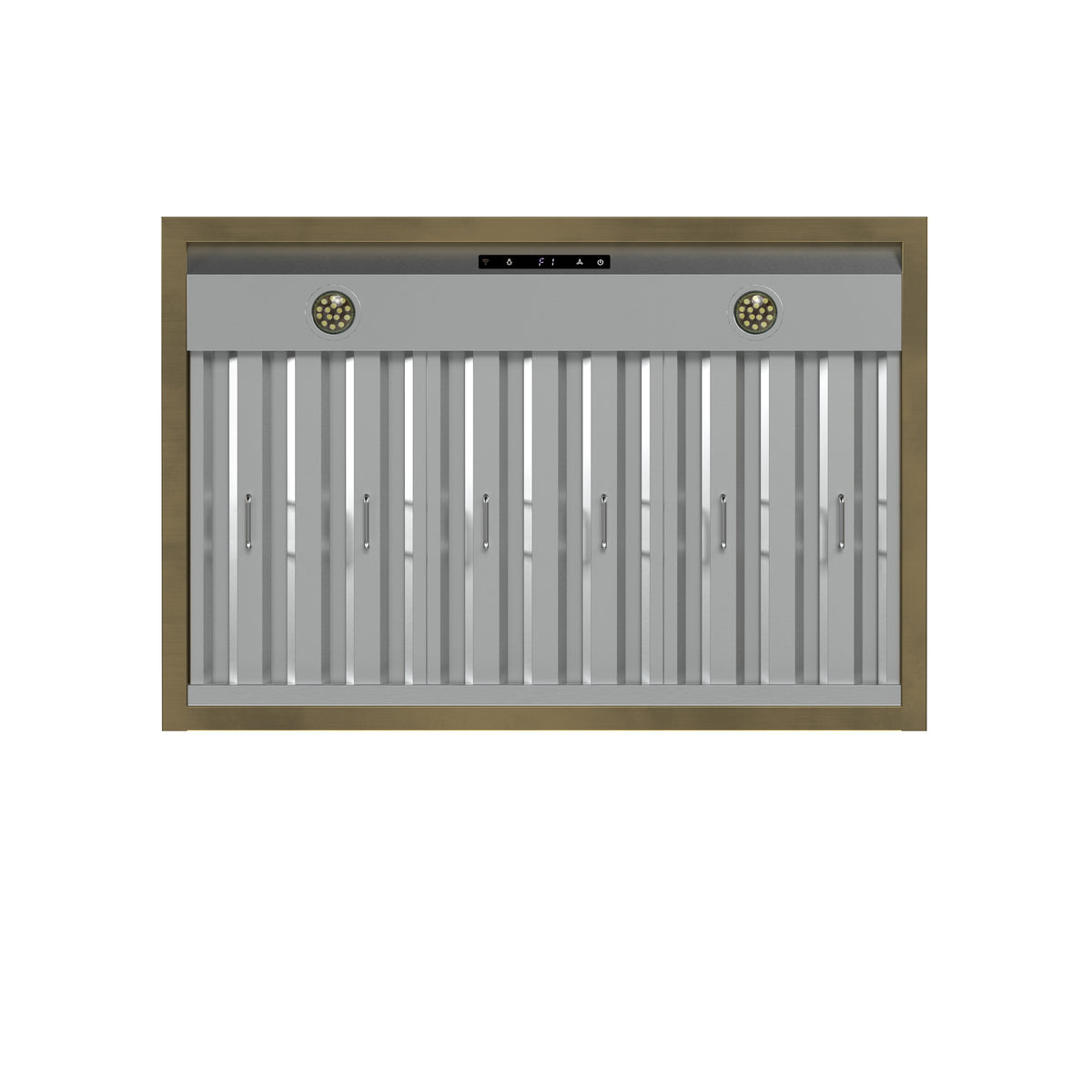 Forno Vittorio 36" Wall Mount Range Hood in Black & Antique Brass Trim