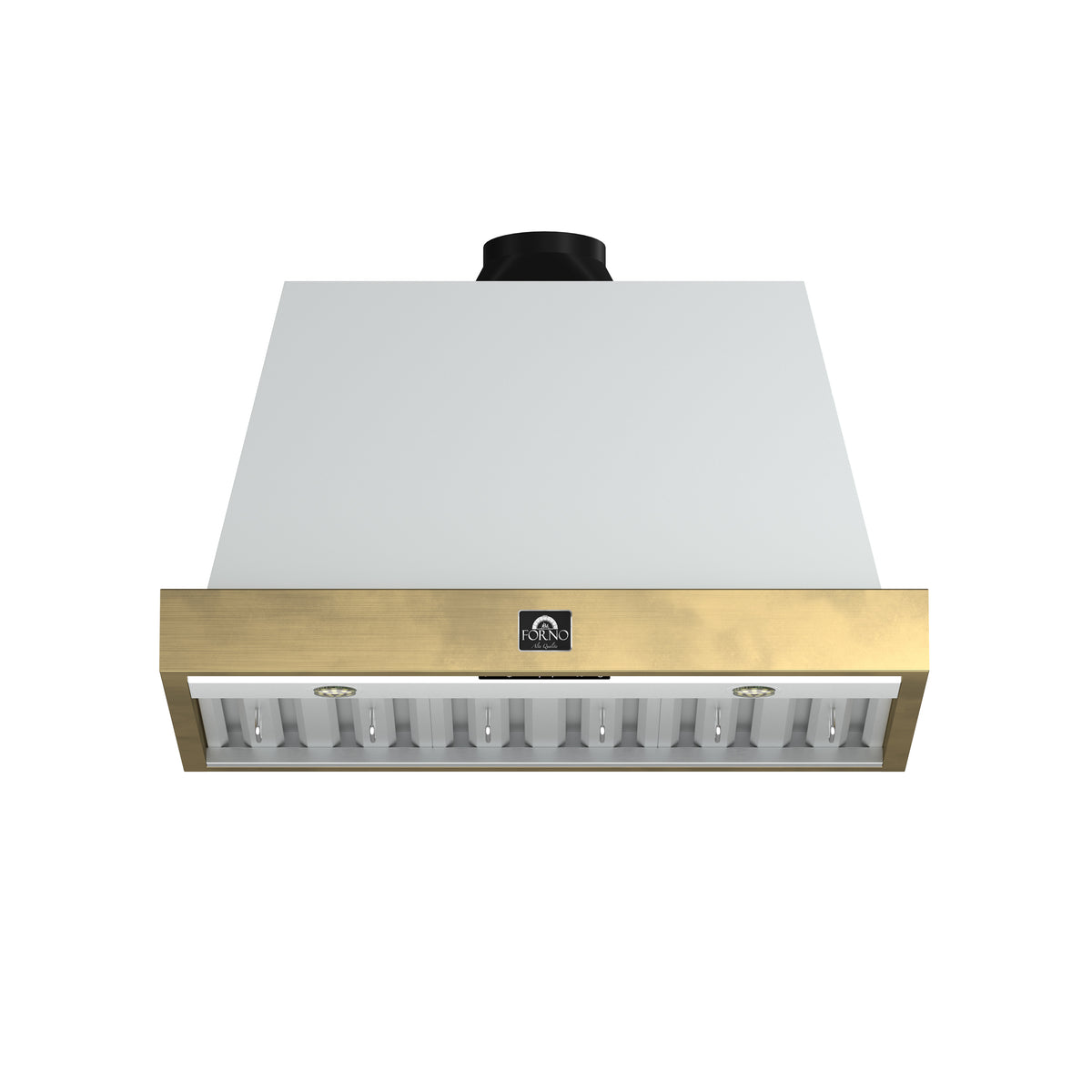 Forno Vittorio 36" Wall Mount Range Hood in Black & Antique Brass Trim