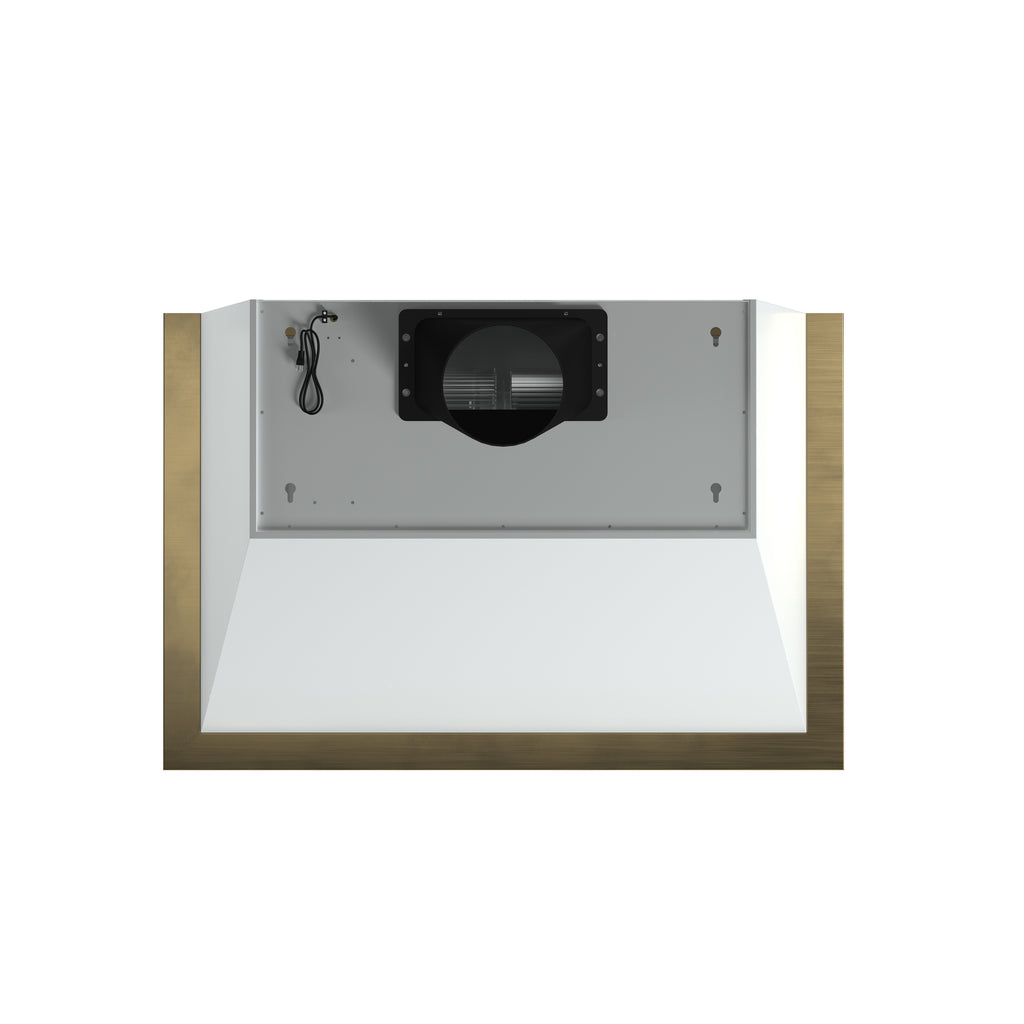 Forno Vittorio 36" Wall Mount Range Hood in Black & Antique Brass Trim