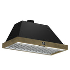 Forno Vittorio 48" Wall Mount Range Hood in Black & Antique Brass Trim