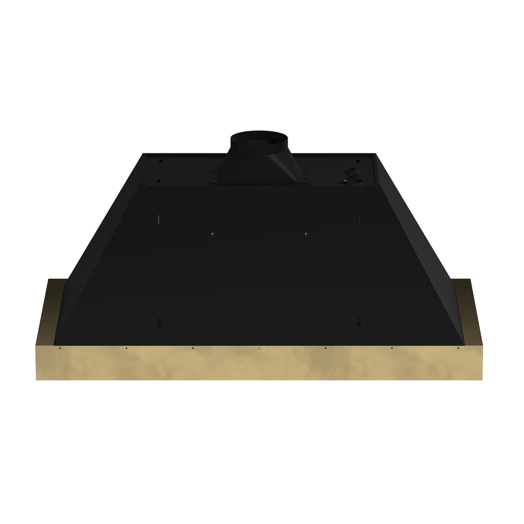 Forno Vittorio 48" Wall Mount Range Hood in Black & Antique Brass Trim