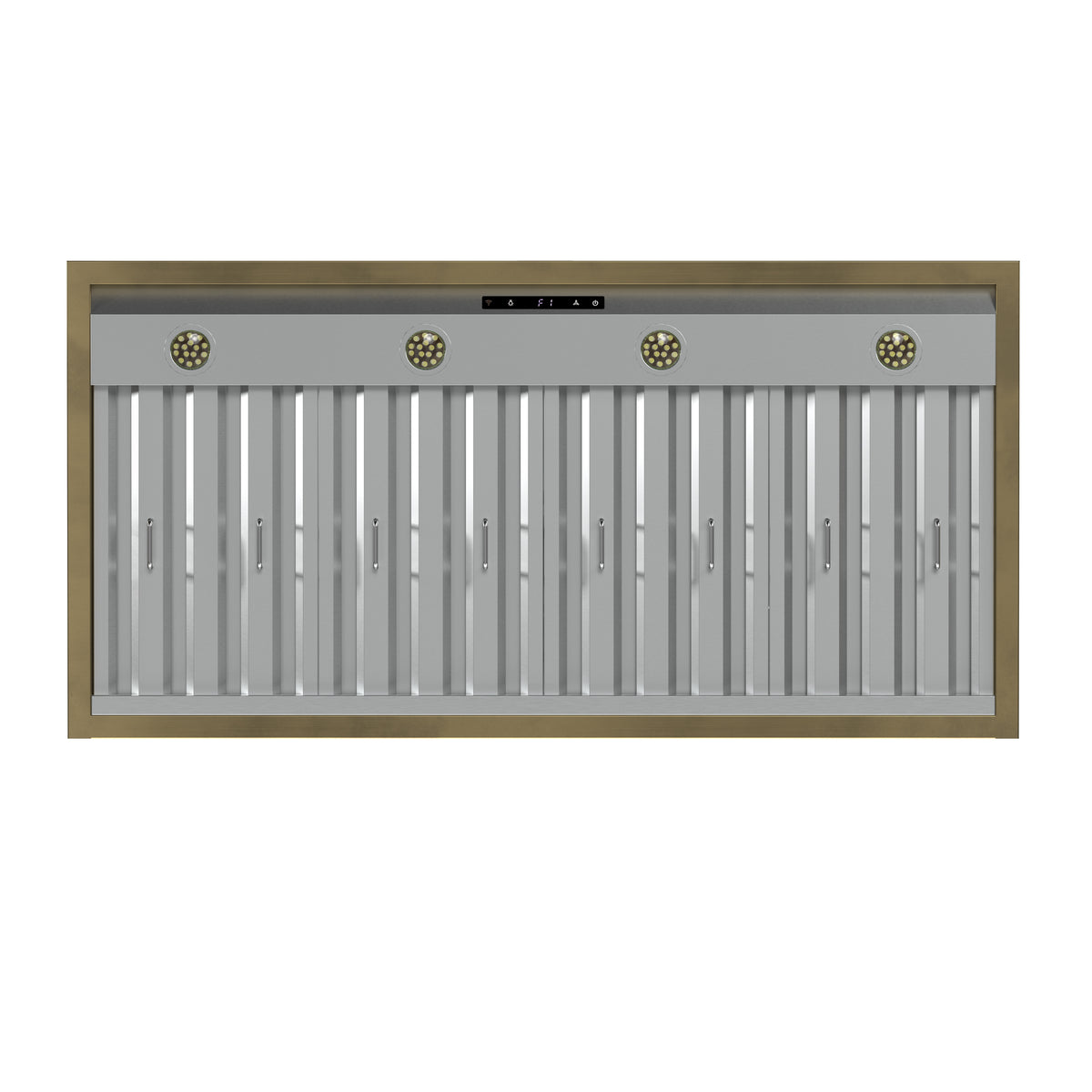 Forno Vittorio 48" Wall Mount Range Hood in Black & Antique Brass Trim