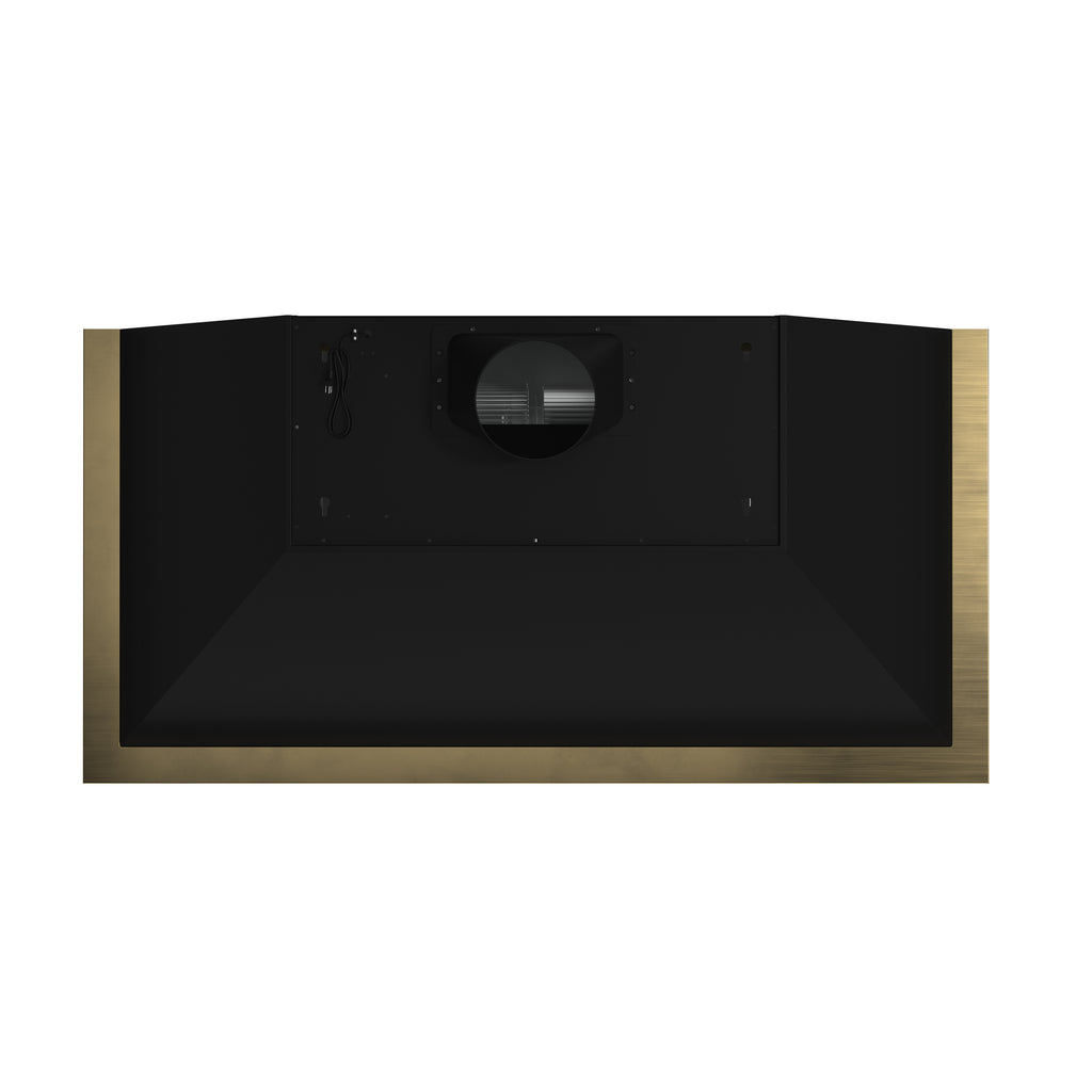 Forno Vittorio 48" Wall Mount Range Hood in Black & Antique Brass Trim