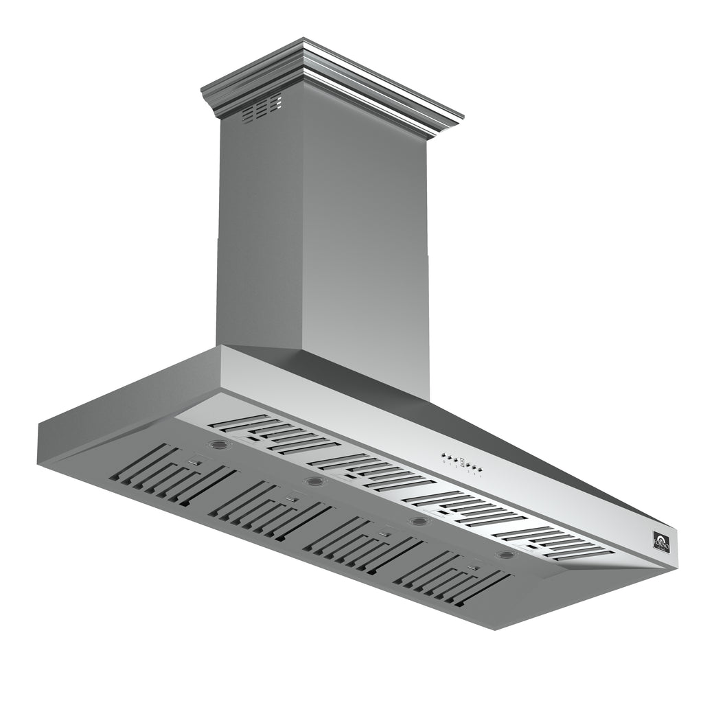 Forno Orvieto 60" Wall Mount Range Hood, LED Lighting, Heavy Duty, Stainless Steel