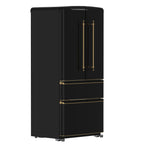 Forno Luigi 18 cu.ft. French Door Refrigerator Black, Antique Brass Handles