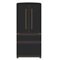 Forno Luigi 18 cu.ft. French Door Refrigerator Black, Antique Brass Handles