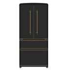 Forno Luigi 18 cu.ft. French Door Refrigerator Black, Antique Brass Handles