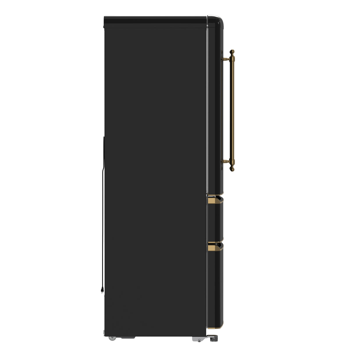 Forno Luigi 18 cu.ft. French Door Refrigerator Black, Antique Brass Handles