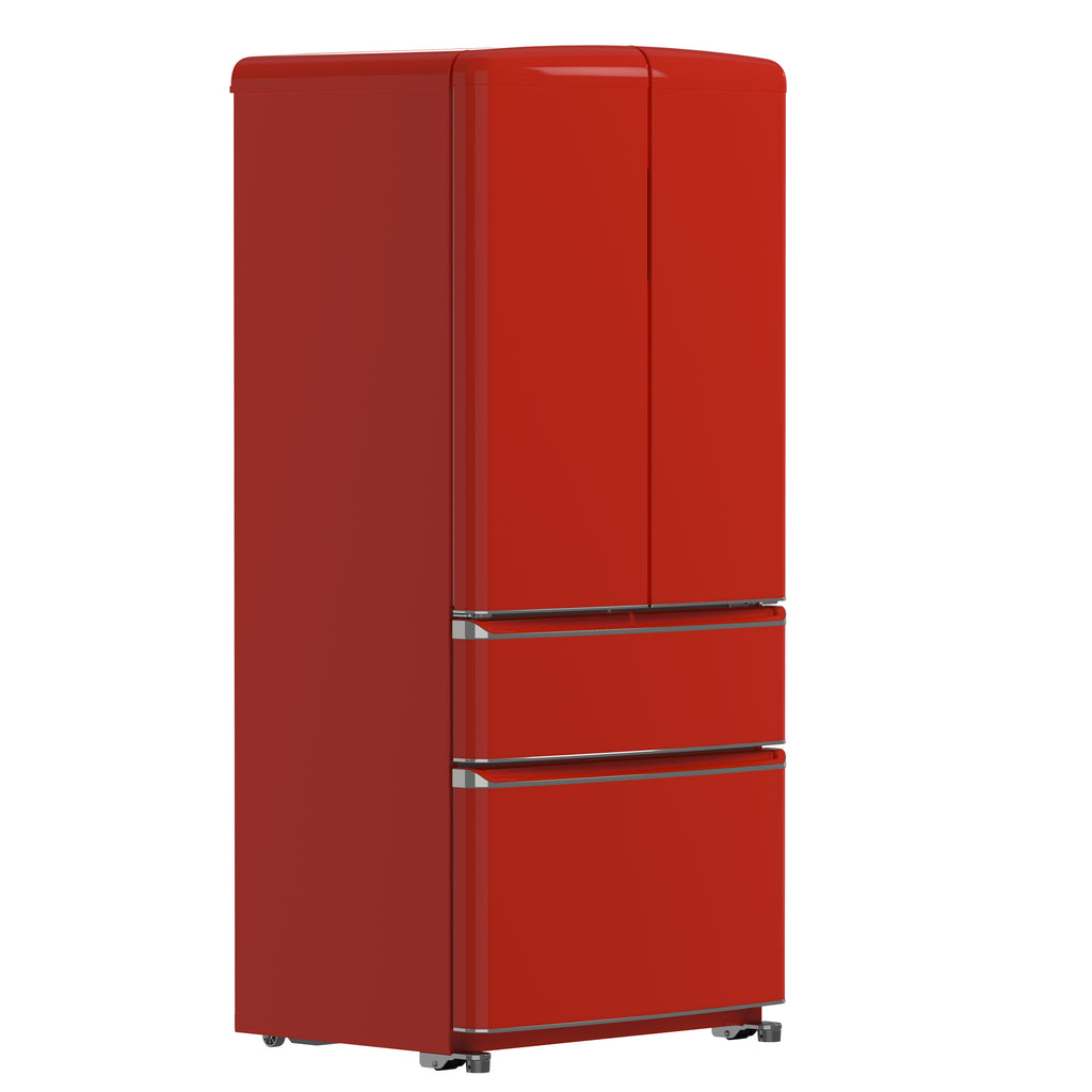 Forno Luigi 18 cu.ft. French Door Refrigerator Red, Handle-Free Design