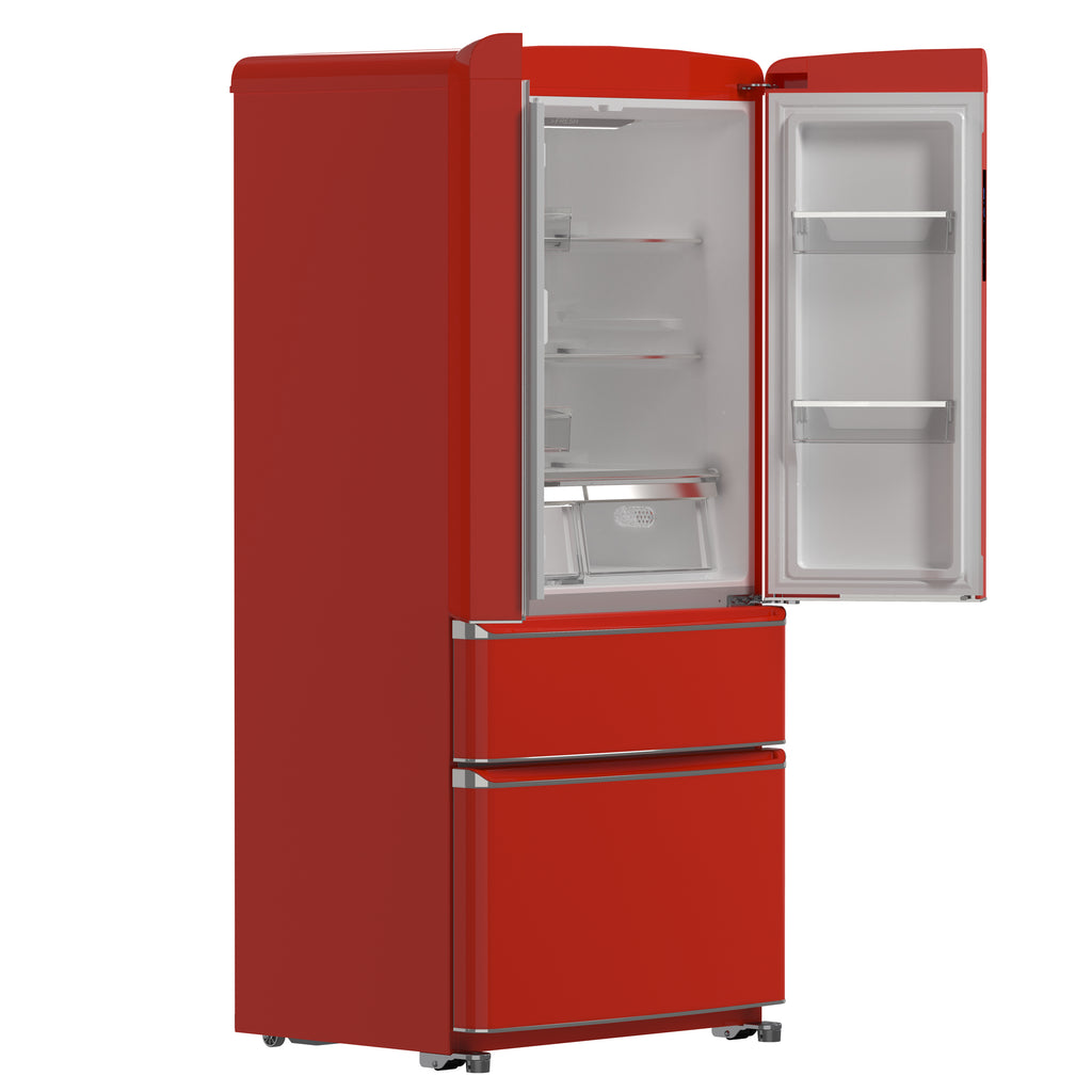 Forno Luigi 18 cu.ft. French Door Refrigerator Red, Handle-Free Design