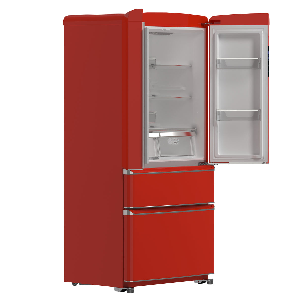 Forno Luigi 18 cu.ft. French Door Refrigerator Red, Handle-Free Design