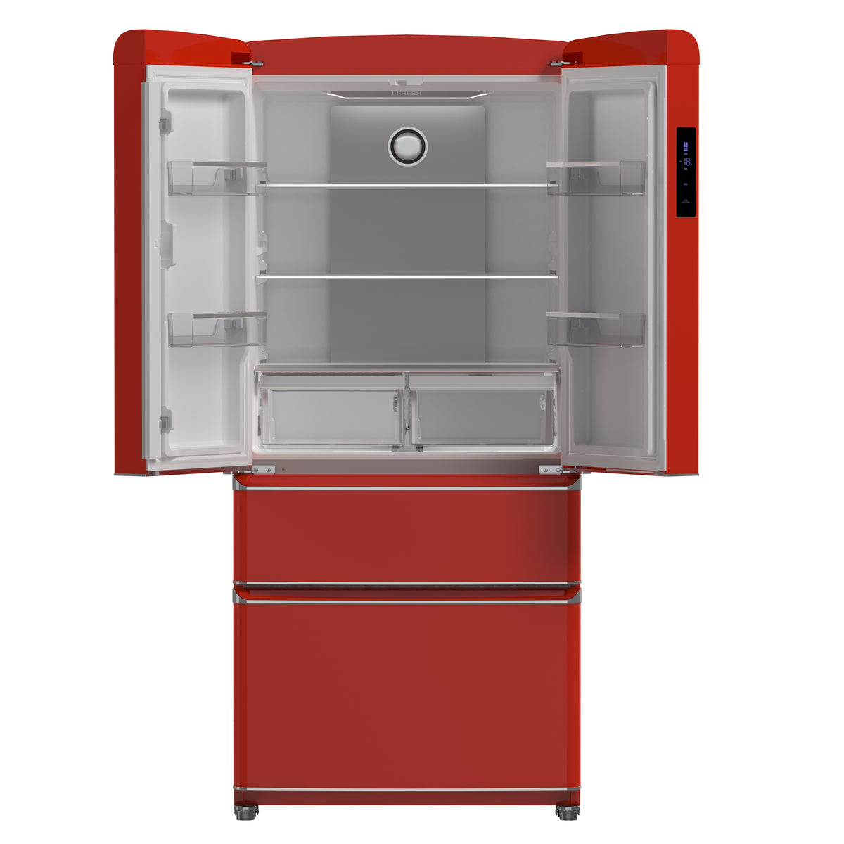 Forno Luigi 18 cu.ft. French Door Refrigerator Red, Handle-Free Design