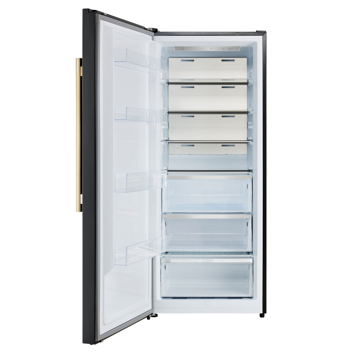 Forno Maderno 28" Convertible Upright Freezer/Refrigerator in Black with Antique Brass Handle, 13.6 cu.ft.