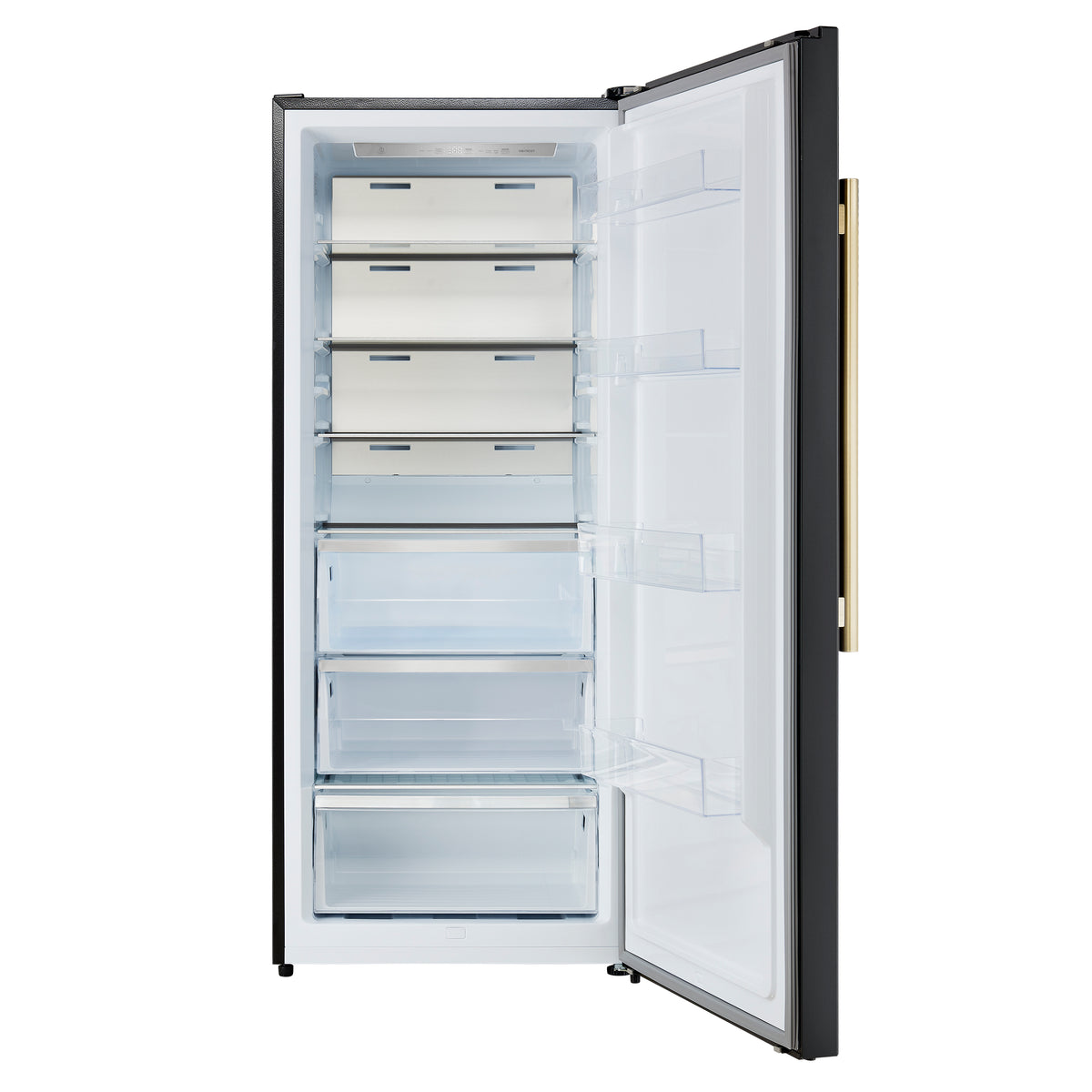 Forno Maderno 28" Convertible Upright Freezer/Refrigerator in Black with Antique Brass Handle, 13.6 cu.ft.