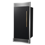 Forno Maderno 28" Built-In Convertible Refrigerator in Black with Decorative Trim Grill, Antique Brass Handles