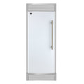 Forno Maderno 28" Built-In Convertible Refrigerator in White with Decorative Trim Grill, Antique Brass Handles