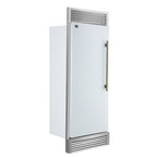 Forno Maderno 28" Built-In Convertible Refrigerator in White with Decorative Trim Grill, Antique Brass Handles