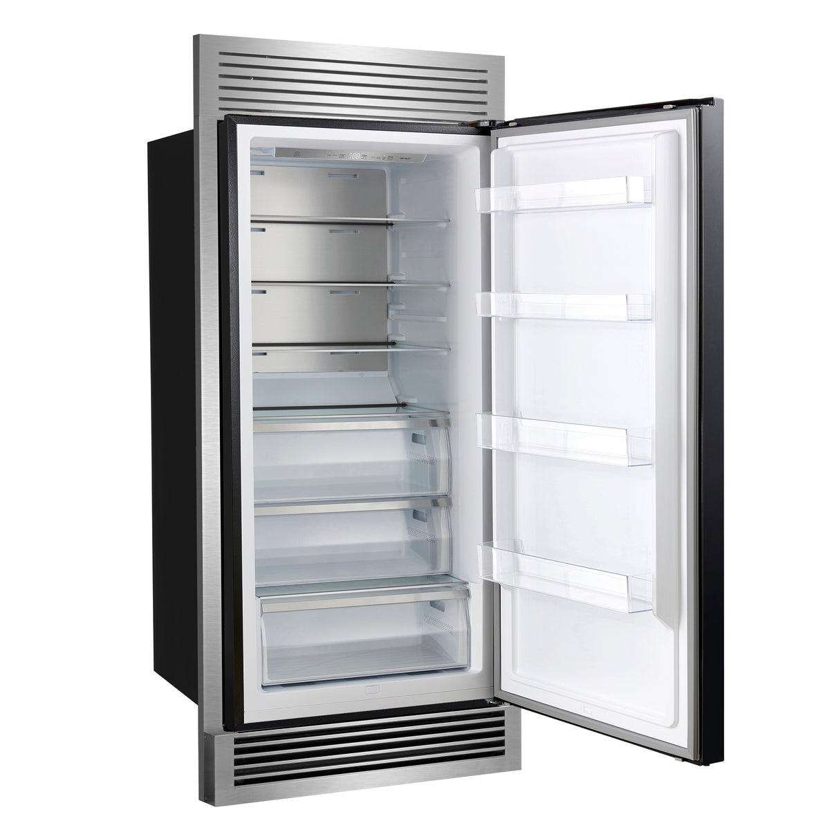 Forno Maderno 28" Built-In Convertible Refrigerator in Black with Decorative Trim Grill, Antique Brass Handles