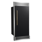 Forno Maderno 28" Built-In Convertible Refrigerator in Black with Decorative Trim Grill, Antique Brass Handles