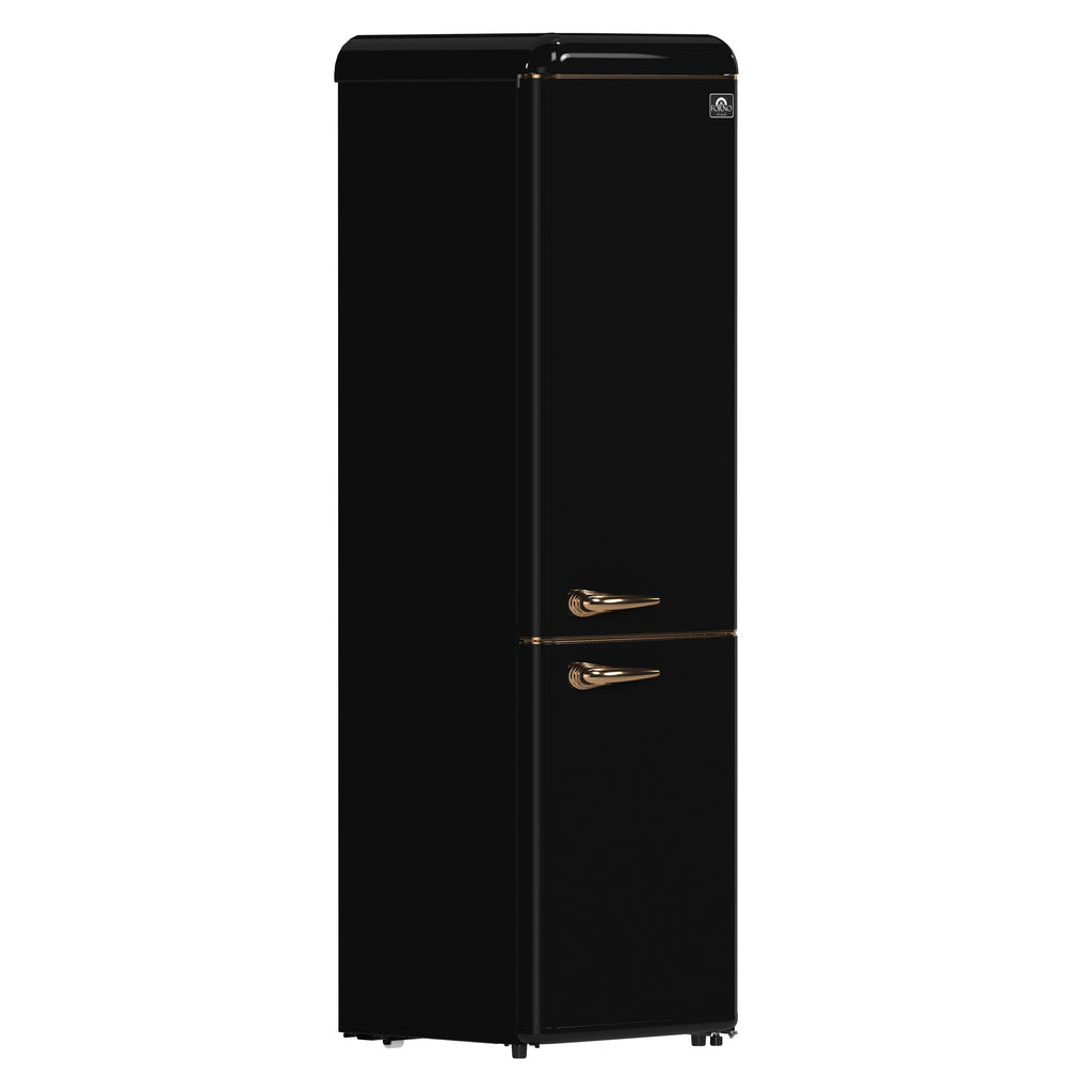 Forno The Storico 22" Retro Bottom-Freezer Fridge in Black offers 9 cu.ft storage, quiet 41 dB(A) operation