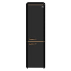 Forno The Storico 22" Retro Bottom-Freezer Fridge in Black offers 9 cu.ft storage, quiet 41 dB(A) operation