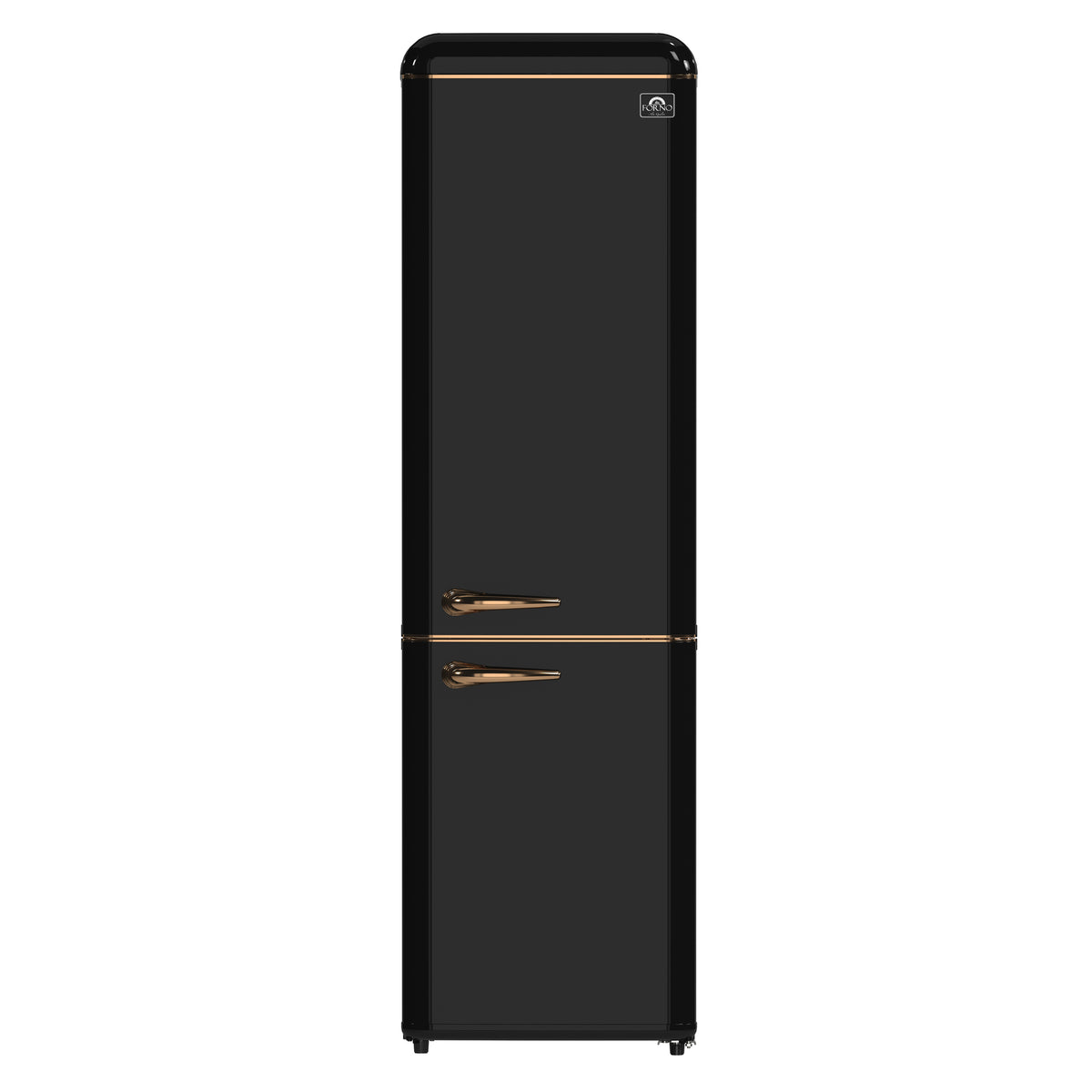 Forno The Storico 22" Retro Bottom-Freezer Fridge in Black offers 9 cu.ft storage, quiet 41 dB(A) operation