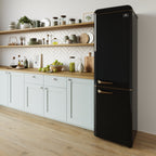 Forno The Storico 22" Retro Bottom-Freezer Fridge in Black offers 9 cu.ft storage, quiet 41 dB(A) operation