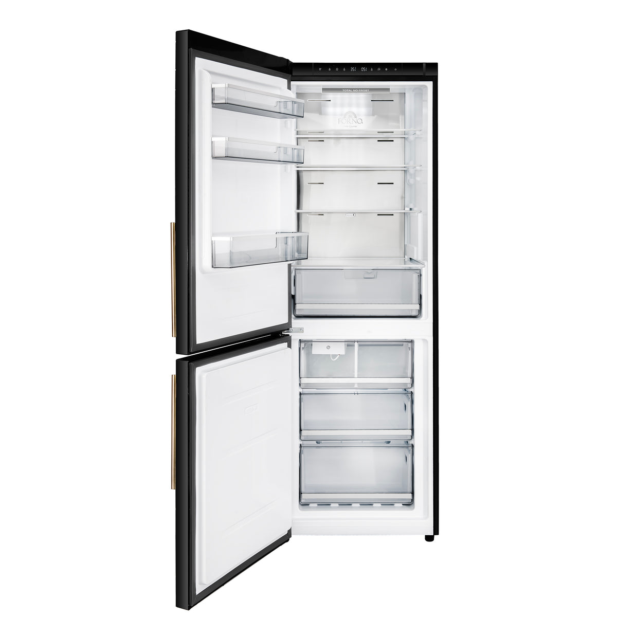 Forno Custodia 24" Bottom Freezer, 10.3 cf., Left Swing, Ice Maker, Total No frost, Black
