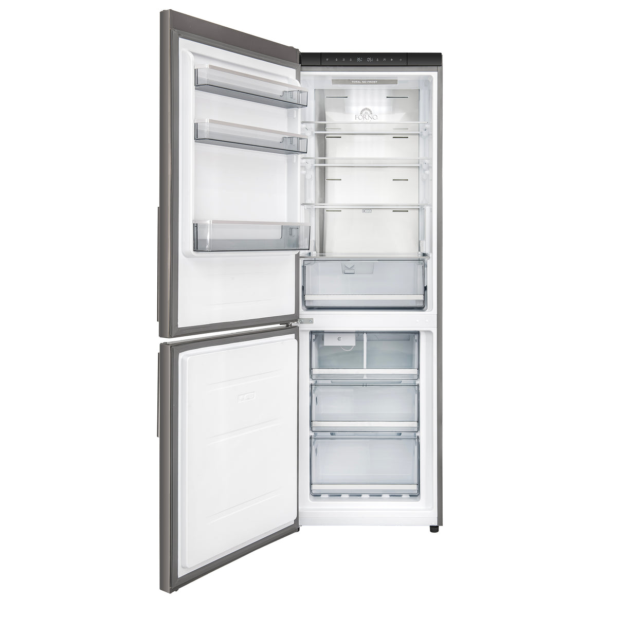 Forno Custodia 24" Bottom Freezer, 10.3 cf., Left Swing, Ice Maker, Total No frost, Stainless Steel handles
