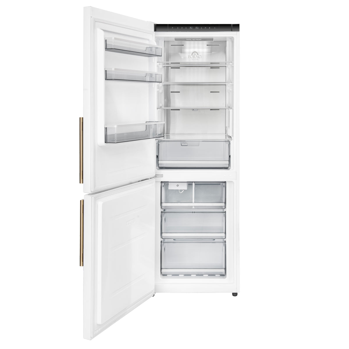 Forno Custodia 24" Bottom Freezer, 10.3 cf., Left Swing, Ice Maker, Total No frost, White