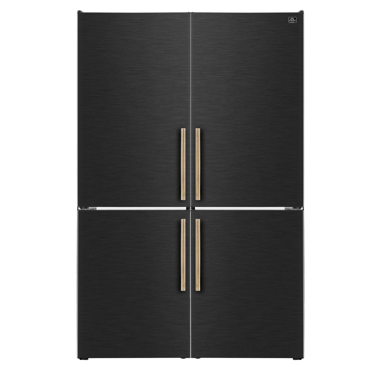 Forno Custodia 48" Bottom Freezer combo, 20.6 cf., Ice Maker, Total No frost, Black, Antique Brass handles