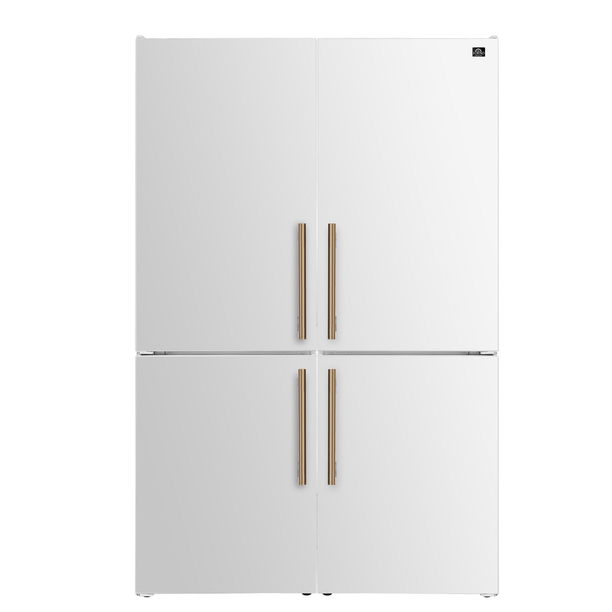 Forno Custodia 48" Bottom Freezer combo, 20.6 cf., Ice Maker, Total No frost, White, Antique Brass handles