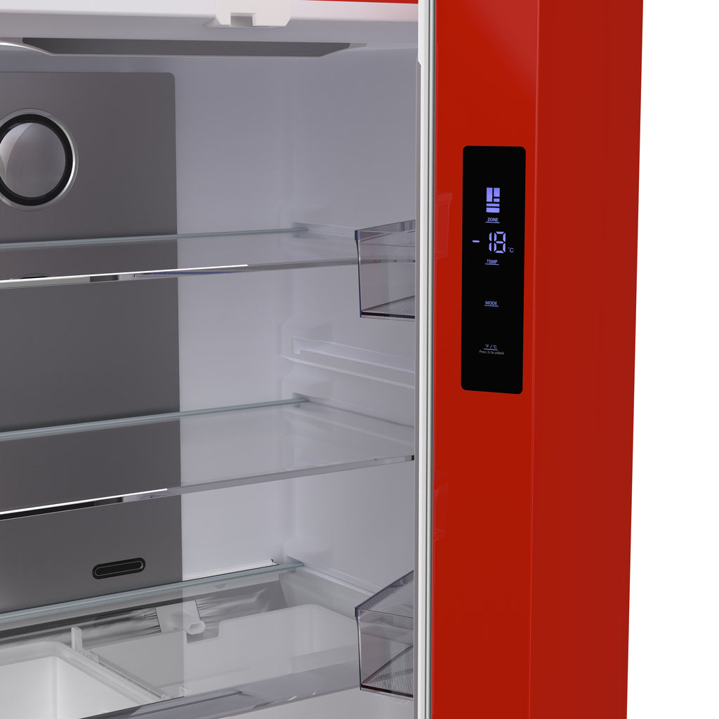 Forno Luigi 18 cu.ft. French Door Refrigerator Red, Handle-Free Design