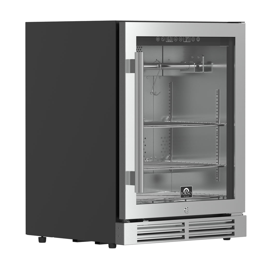 Forno Asciutto 24" Dry Aging Cabinet, Stainless Steel 304, 4.41 cu.ft, LED Lighting, Adjustable Shelves