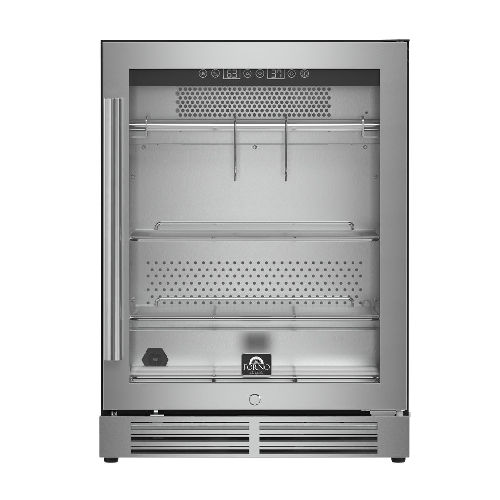 Forno Asciutto 24" Dry Aging Cabinet, Stainless Steel 304, 4.41 cu.ft, LED Lighting, Adjustable Shelves