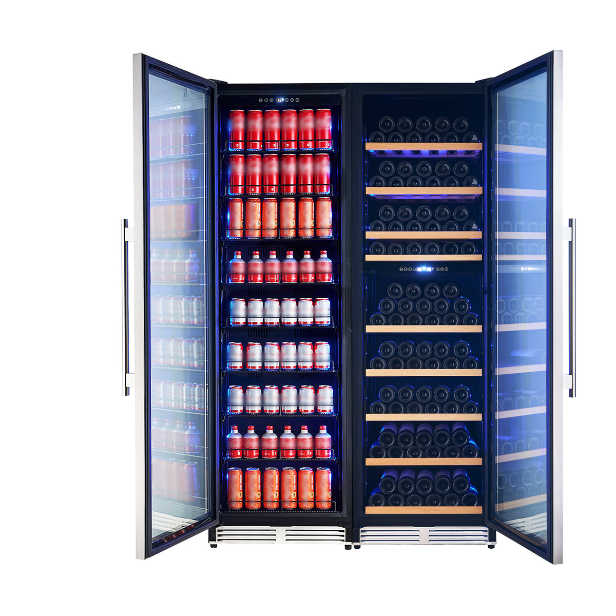 Forno Avellina 48-in, 31.8 cu.ft. triple zone side-by-side Wine/Beverage cooler, 427 cans & 94 Wine bottles