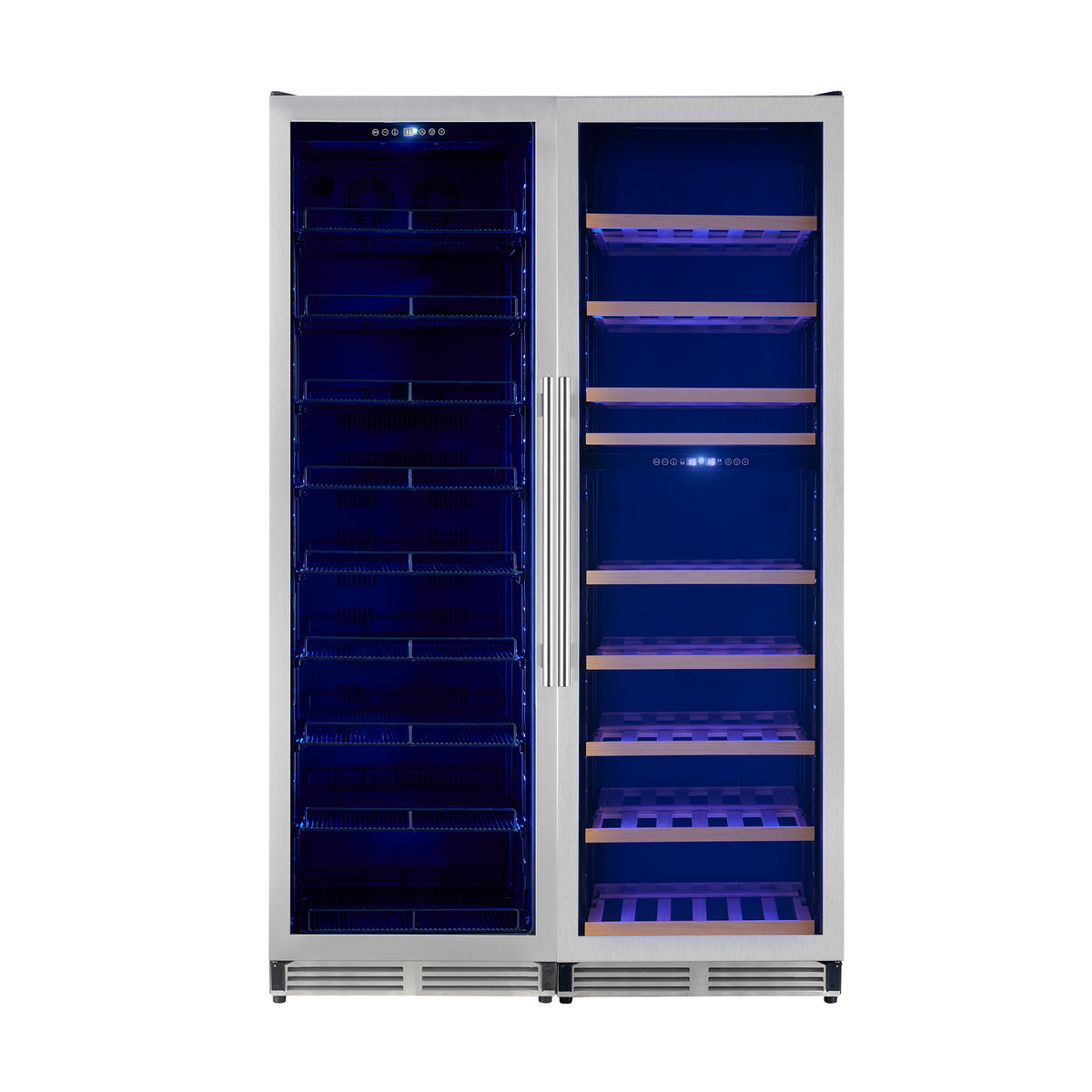 Forno Avellina 48-in, 31.8 cu.ft. triple zone side-by-side Wine/Beverage cooler, 427 cans & 94 Wine bottles