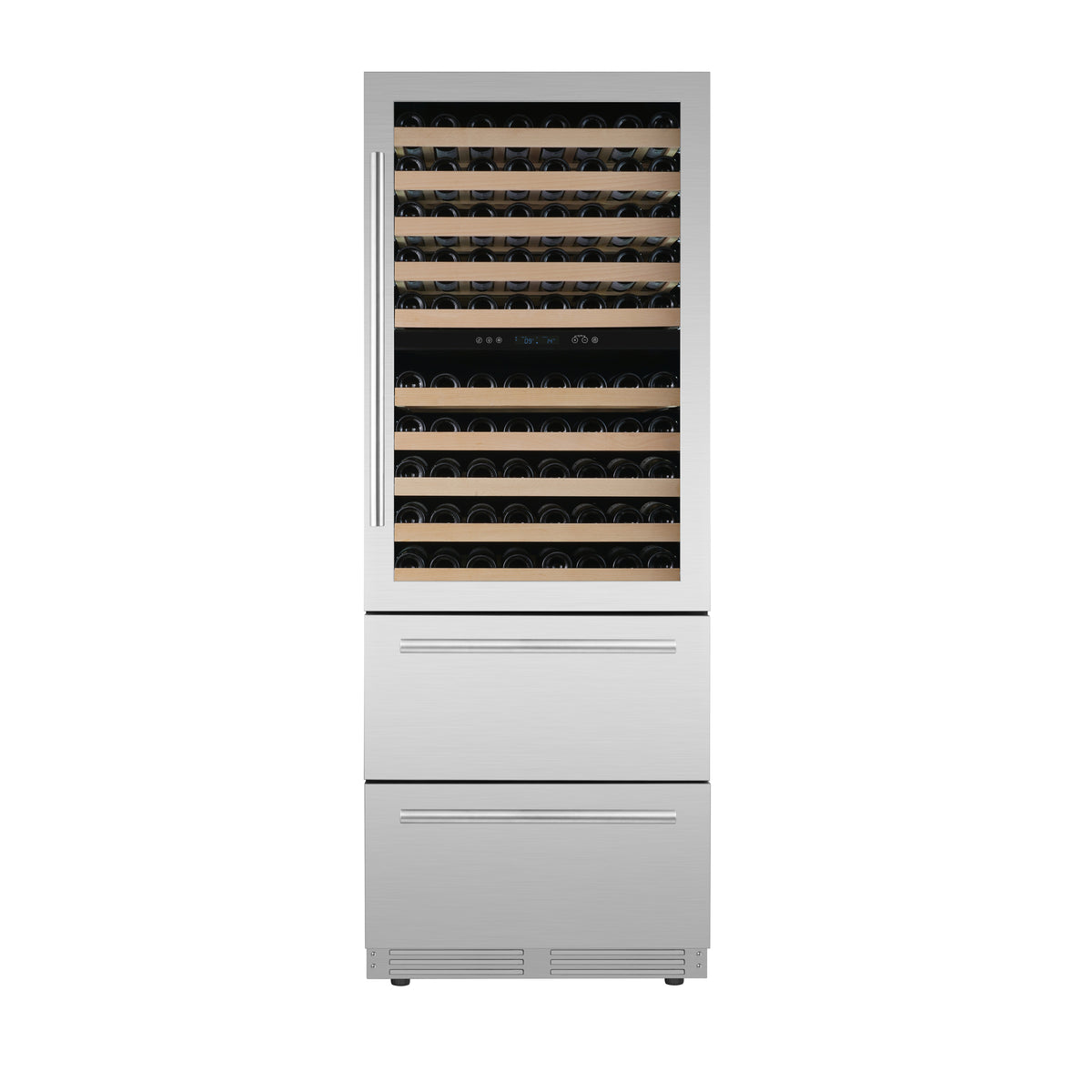 Forno Celano 30" Triple Zone Stainless-Steel Wine Cellar, 21.3 cu.ft., 150 Wine Bottles and 252 cans