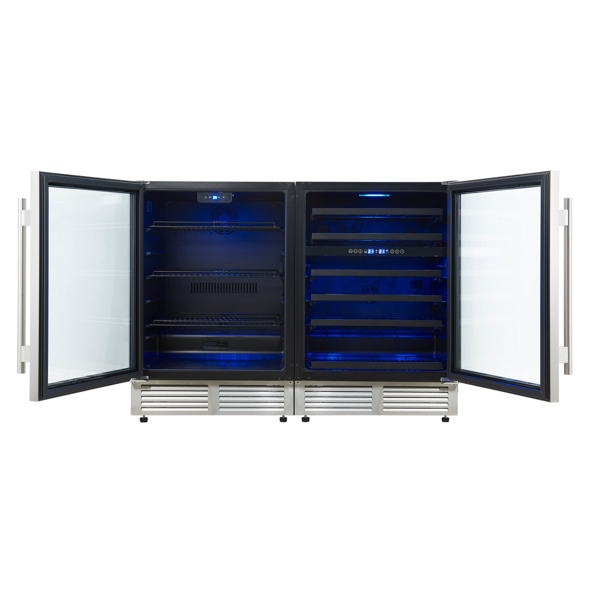 Forno Gemello 48" Side-by-Side Wine and Beverage Cooler, French Door, 9.6 cu. ft., Triple-Zone
