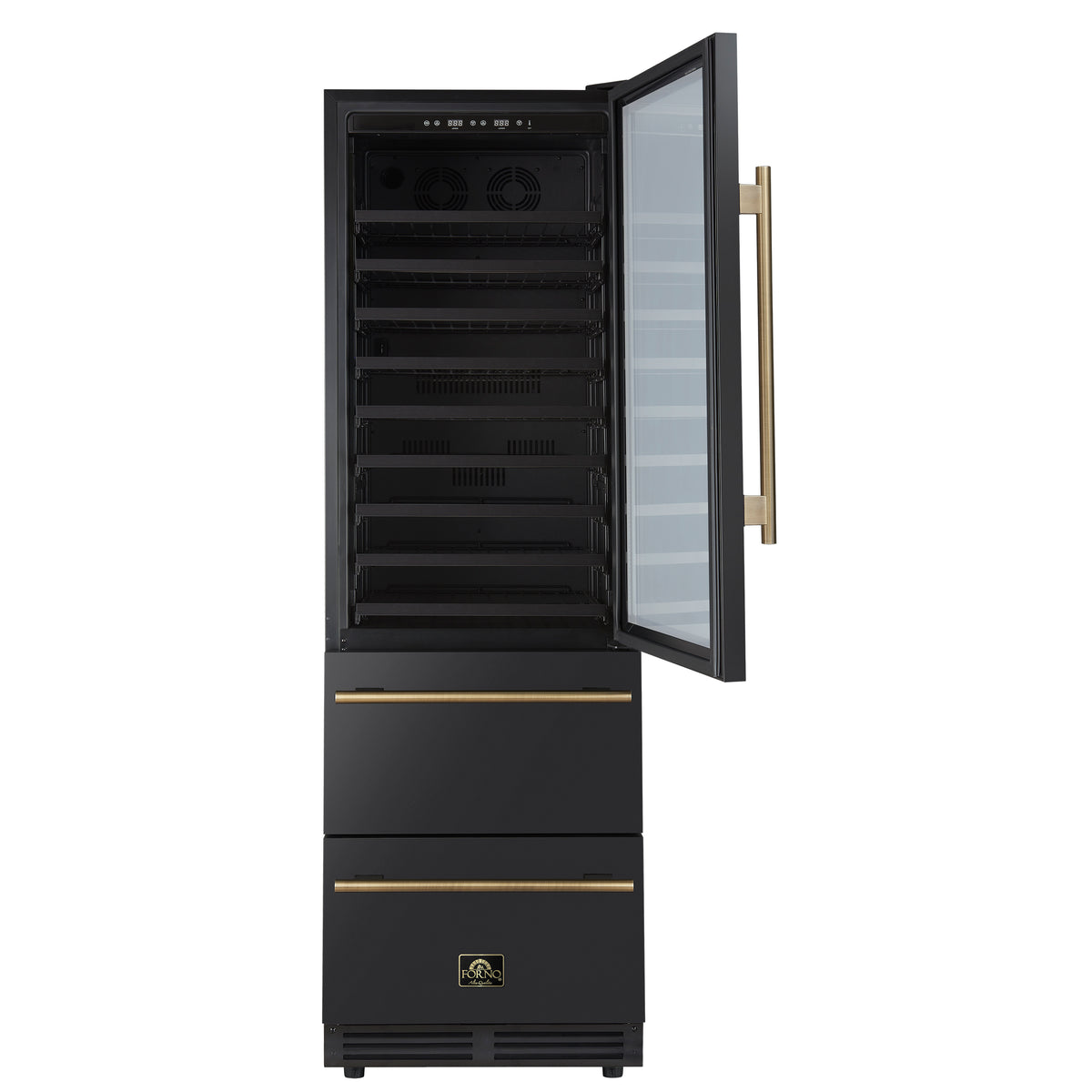 Forno Azienda 24" Dual Zone Wine Cooler, 15.8 Cu.Ft, 108 Bottles & 100 Cans, 2 Drawers, Charcoal Filters