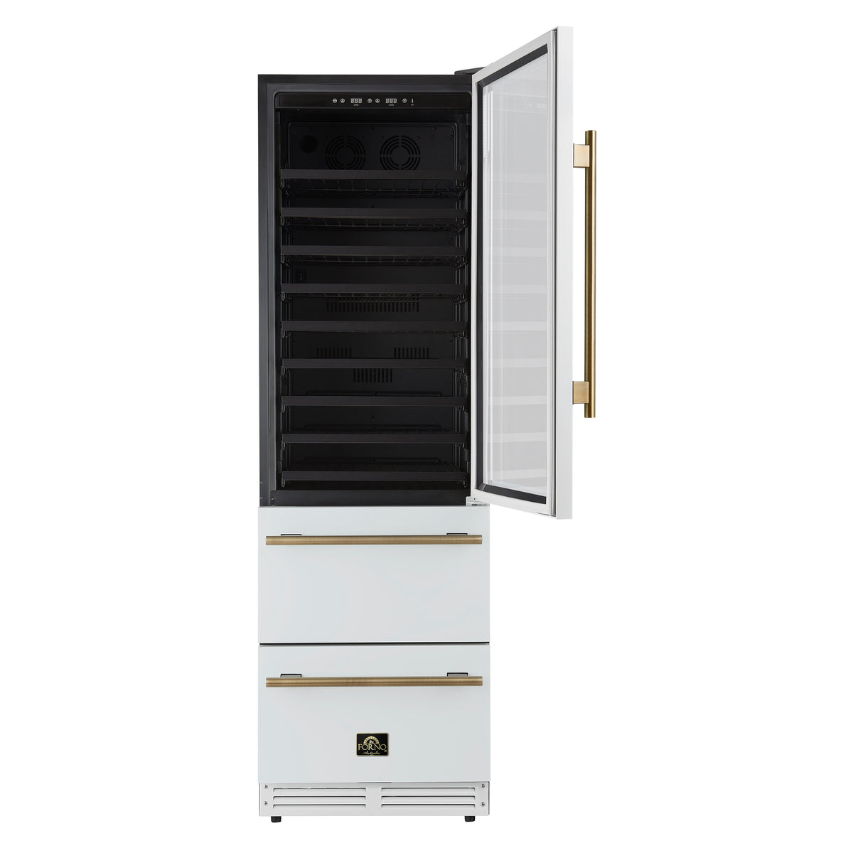 Forno Azienda 24" Dual Zone Wine Cooler, 15.8 Cu.Ft, 108 Bottles & 100 Cans, 2 Drawers, Charcoal Filters