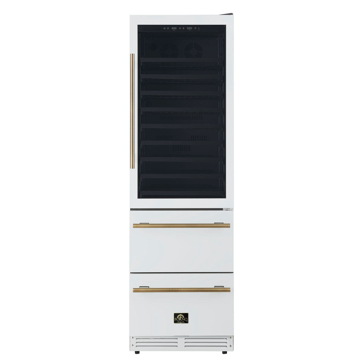 Forno Azienda 24" Dual Zone Wine Cooler, 15.8 Cu.Ft, 108 Bottles & 100 Cans, 2 Drawers, Charcoal Filters