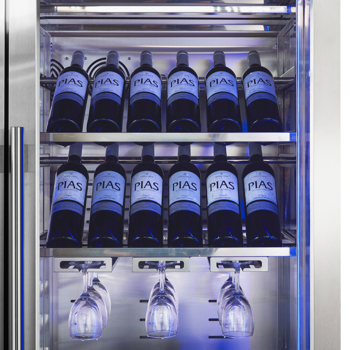 Forno Abruzzo 48" Wine Cooler, Dual Zone, 30 cu.ft., 130 bottles, Display & Service Shelves, Stemware Racks