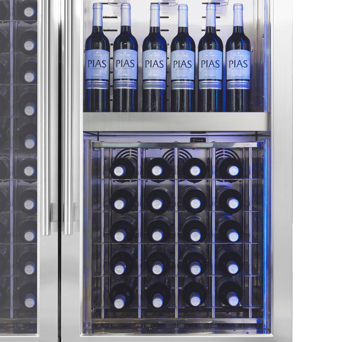 Forno Abruzzo 48" Wine Cooler, Dual Zone, 30 cu.ft., 130 bottles, Display & Service Shelves, Stemware Racks