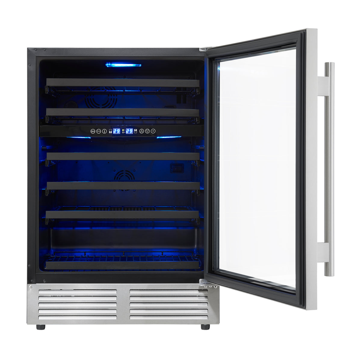 Forno Bacchino 24" Wine Cooler with LED Lighting, 51 Bottle Capacity, Triple Glass Door