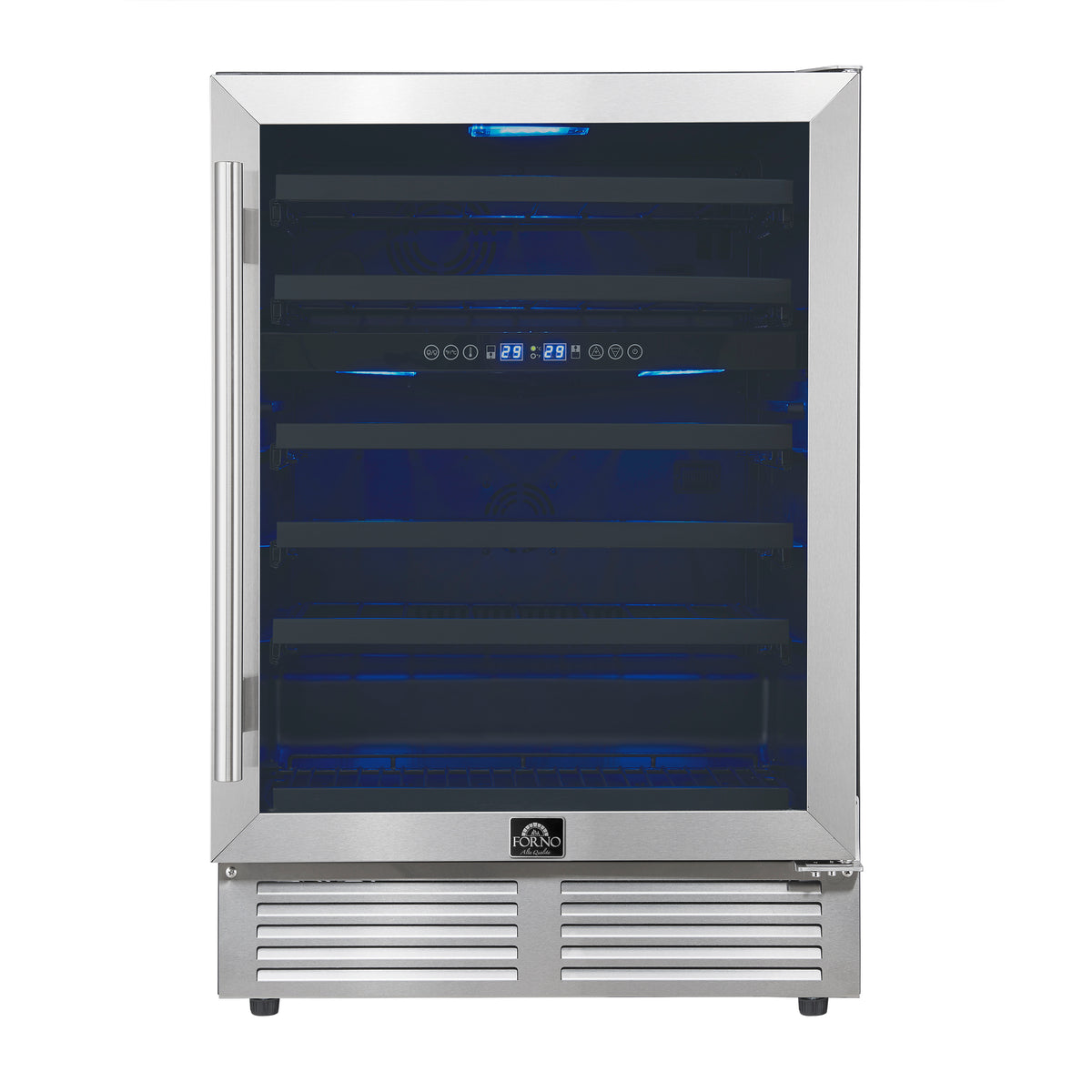 Forno Bacchino 24" Wine Cooler with LED Lighting, 51 Bottle Capacity, Triple Glass Door