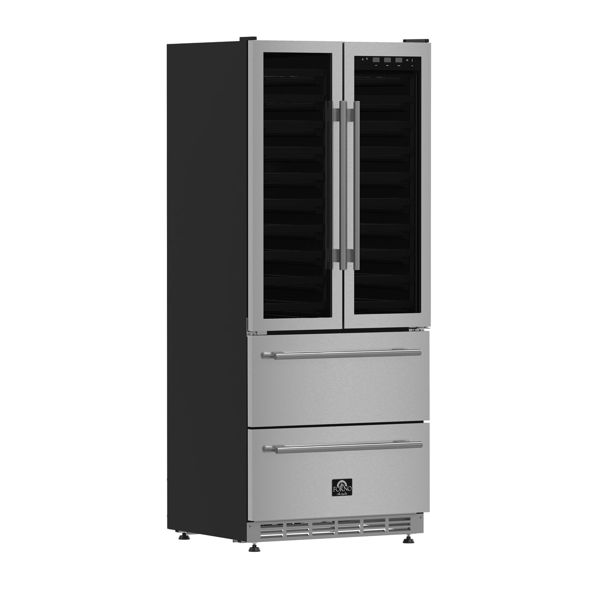 Forno Campania 32" Wine Cooler Stainless Steel, Dual Wine Zones - 120 Bottles, 2 Beverage Drawers, 17.7 cu.ft.